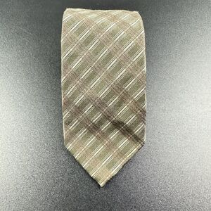 Hugo Boss Wool Silk Neck Tie Mens Green Brown Criss Cross Striped Made in Italy*